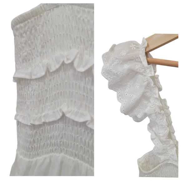 NWT Hello Molly Let Me Fall In Love White Midi Dress Lace Ruffles Women’s M - Picture 9 of 17